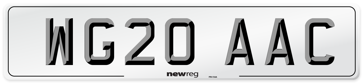 WG20 AAC Number Plate from New Reg